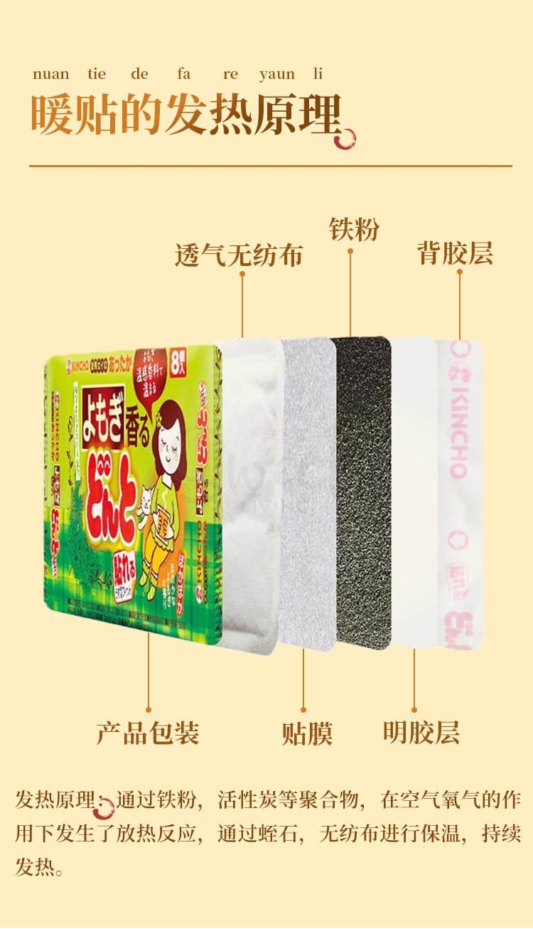 【日本】KINCHO 金鸟 暖宫贴 暖宝宝 自发热宫寒贴 艾草/生姜 8枚/袋 / Body Warmer Heating Pack -  - 6@ - Sweet Living
