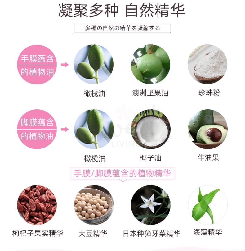 【日本】 Lucky trendy 深层保养去黑滋润嫩白 玫瑰精华 手膜/脚膜 1对装/ Hand/Foot Mask 1 Pair -  - 6@@ - Sweet Living