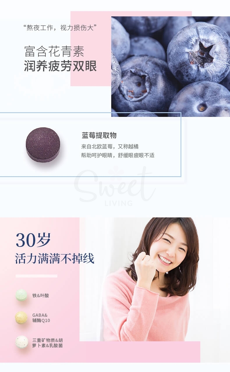 【日本】FANCL 女性综合维生素 20代/30代/40代 营养包 复合维生素b族VB辅酶q维c复合维生素 30包一个月量/ Comprehensive Vitamin Tablets -  - 6@ - Sweet Living