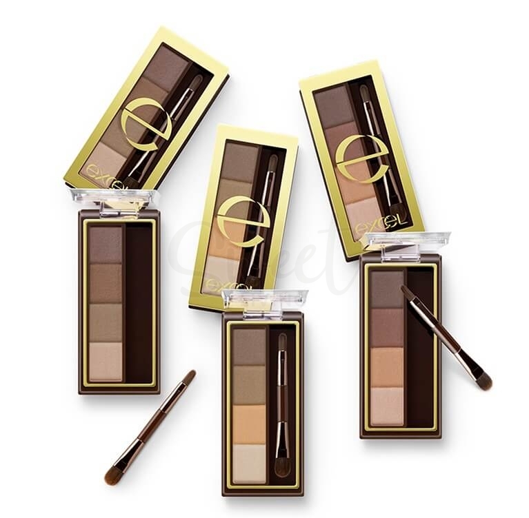 【日本】Excel 四色立体造型眉粉 防水防汗自然持久/Eyebrow Powder 01号自然棕/Natural Brown -  - 1@ - Sweet Living