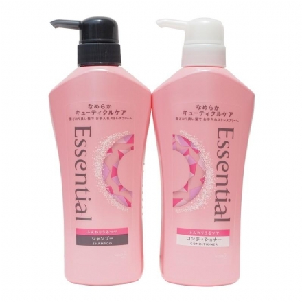 【日本】花王 KAO Essential 睡醒不乱 洗发水护发素套组 清爽款 针对烫染受损发质 洗护套装/KAO Essential Soft and Shiny Shampoo & Conditioner Set  (480mlx2) - Sweet Living