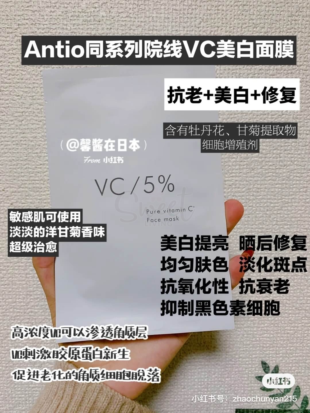 【日本】Nature Shop ANTIO 美容院线面膜 日本美容展人气面膜 保湿美白 玫瑰/花草/VC 一组10片 /Facial Masks -  - 9@ - Sweet Living