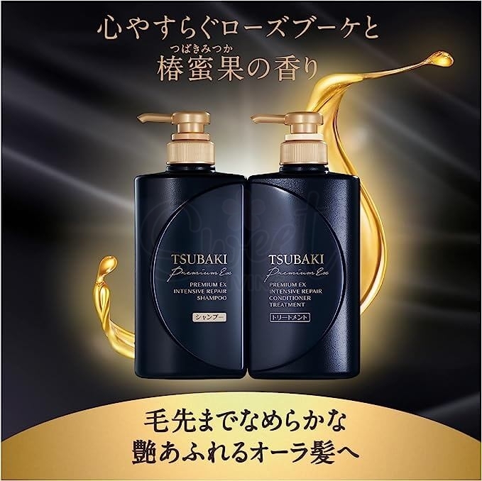 【日本】SHISEIDO资生堂 TSUBAKI丝蓓绮 黑椿 密集修护 洗发水护发素 400ml/瓶 / TSUBAKI Black Camellia Luxury Black Ion Repair Strong EX Shampoo/Conditioner -  - 7@ - Sweet Living