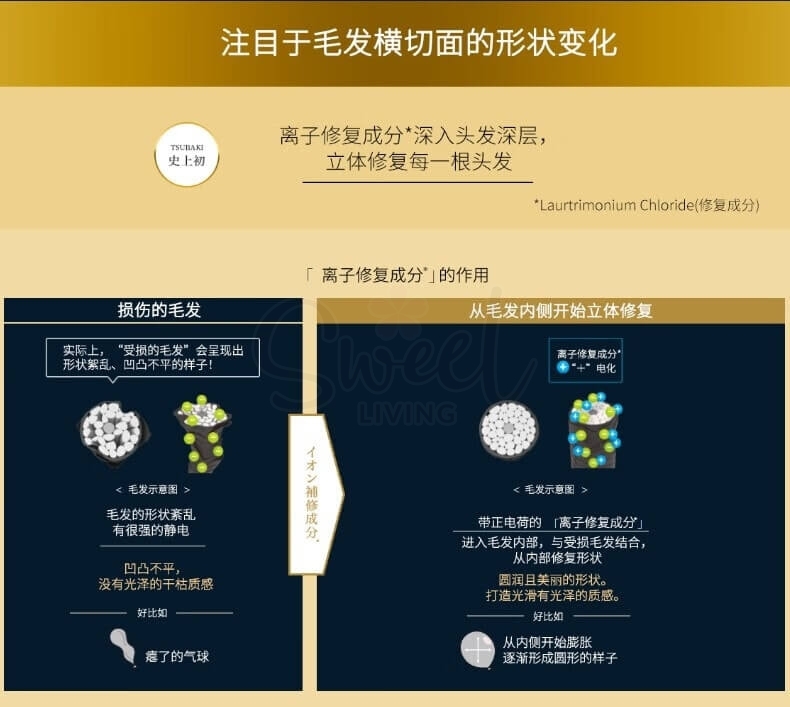 【日本】SHISEIDO资生堂 TSUBAKI丝蓓绮 黑椿 密集修护 洗发水护发素 400ml/瓶 / TSUBAKI Black Camellia Luxury Black Ion Repair Strong EX Shampoo/Conditioner -  - 8@ - Sweet Living