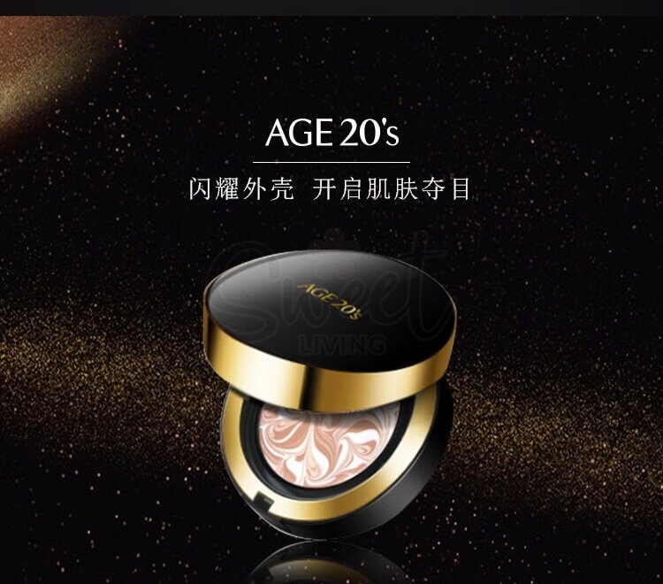 【韩国】 AGE 20's 爱敬 气垫BB霜 粉底液 黑金 遮瑕修颜定妆提亮 21号象牙白(一盒+二替换芯)/Age 20 Essence Cover Pact Moisture Set (SPF 50+ PA+++) -  - 5@ - Sweet Living