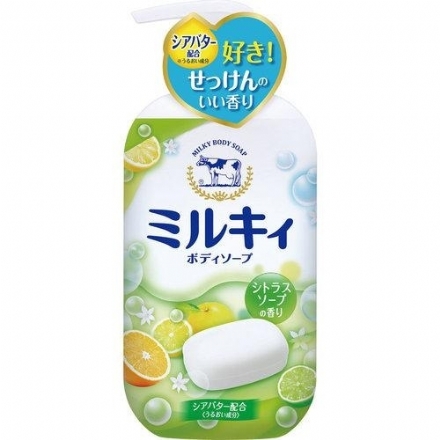 【日本】COW Bouncia 牛乳石碱硷沐浴露 保湿滋润  柑橘香 温和全家可用/  Moist Body Soap Body Wash (550ml) -  - 2    - Sweet Living