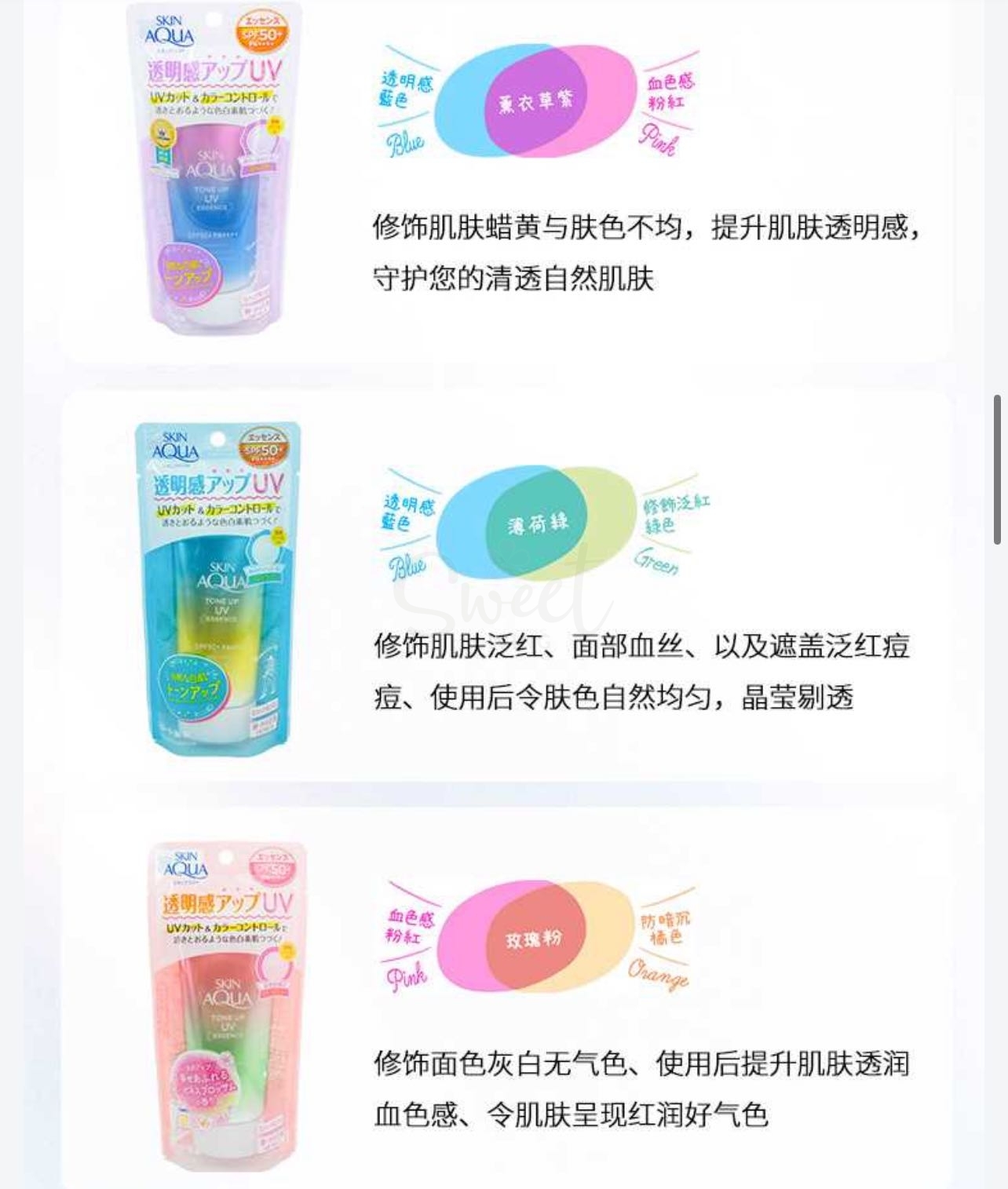 【日本】ROHTO 乐敦 SKIN AQUA 新碧 彩虹防晒 水感美容液精华防晒  70g SPF50+/ Sunblock Cream -  - 15@ - Sweet Living