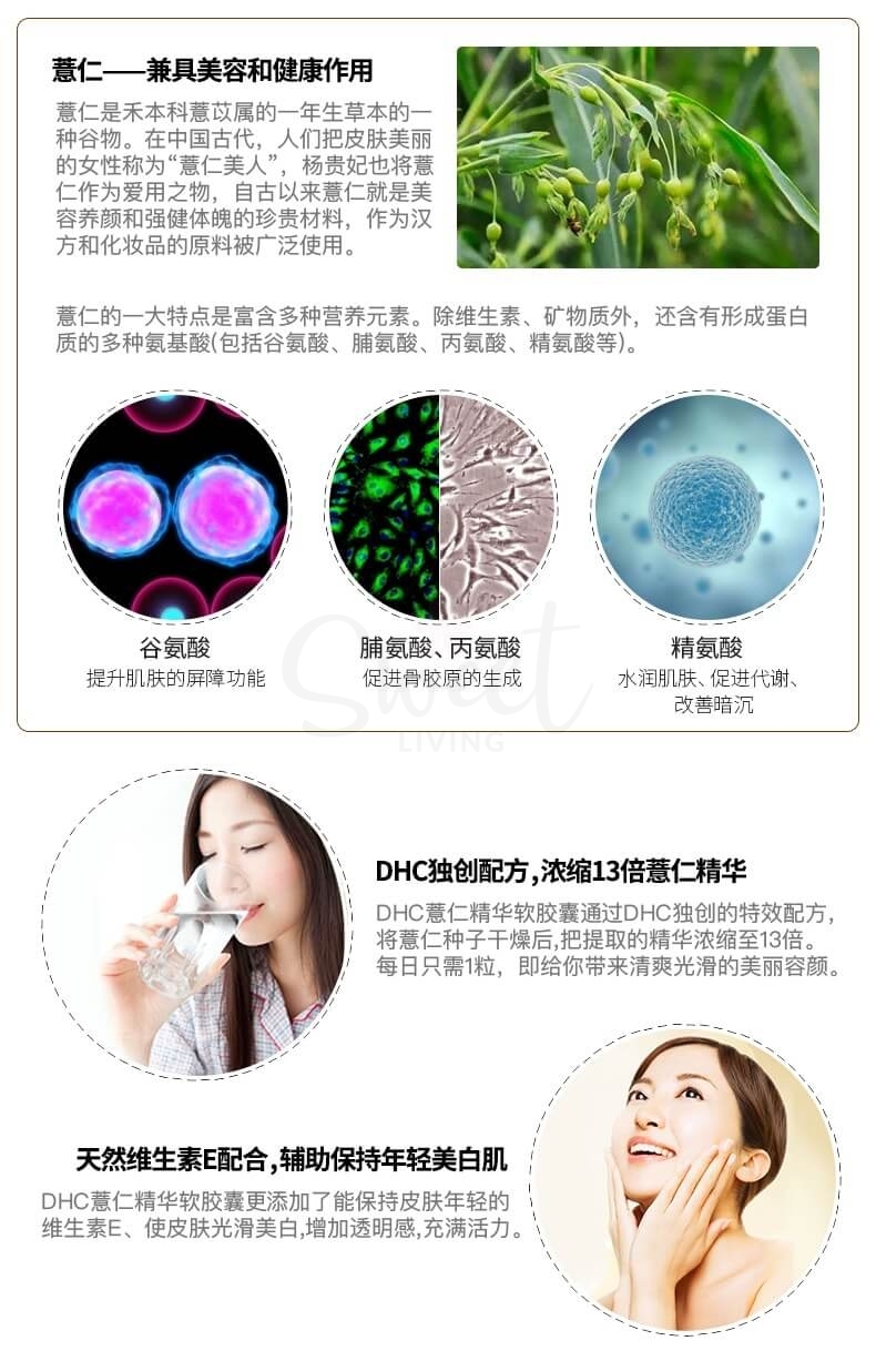 【日本】DHC 薏仁丸薏米提取精华 美白祛湿祛水肿 60日份/DHC Pearl Barley Supplement -  - 6@ - Sweet Living