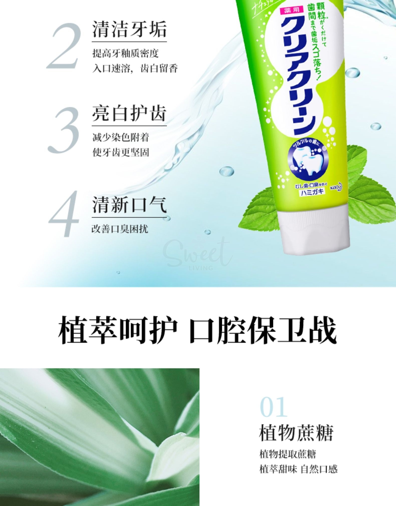 【日本】花王 KAO 颗粒洁齿牙膏 清洁美白去垢 /Whitening Toothpaste (120g) -  - 6@ - Sweet Living