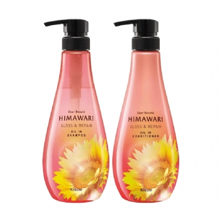 【日本】 KRACIE嘉娜宝 HIMAWARI 向日葵粉钻极耀 洗发水护发素 焕发蓬松柔顺 保湿锁水/ Shampoo and Conditioner 400ml - Sweet Living