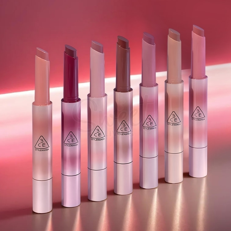 【韩国 3CE】 新品融光唇冻 细管镜面固体唇膏/口红 #Softest 沁心白桃 /Milky Shadow 半日茶 -  - 5@ - Sweet Living