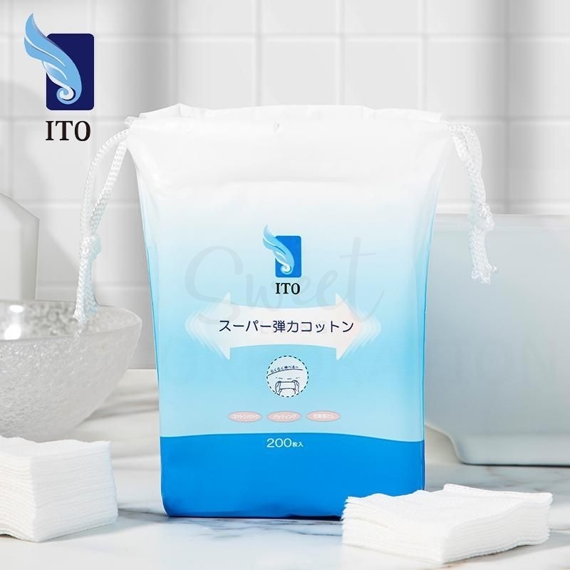 【日本】 ITO 弹力湿敷巾/化妆棉 超薄湿敷神器 弹力绷带湿敷棉 200片/包/Elastic Face Cotton 200 Pieces -  - 14@ - Sweet Living