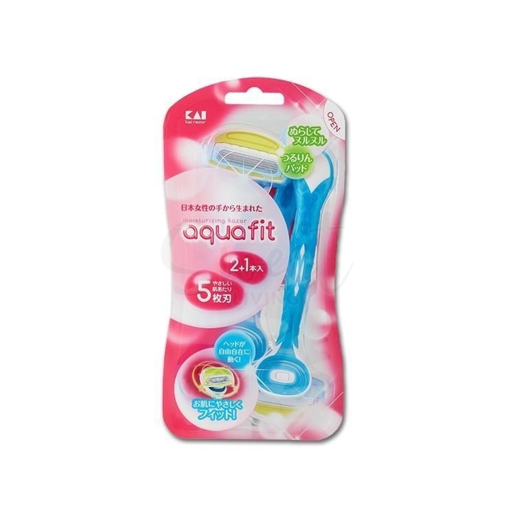 【日本】KAI 贝印 刮毛刀 剃毛刀 Aqua Fit 弹力美体刀 身体用 3支/盒/  Body Razor -  - 1@ - Sweet Living