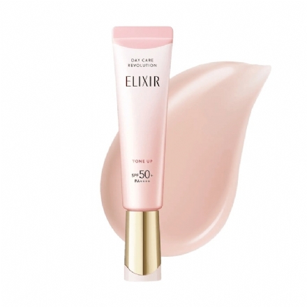 【日本】 Elixir 资生堂 怡丽丝尔 调色提亮乳液防晒隔离三合一 胶原亮妍防晒美肌乳 / Shiseido Elixir Day Care Multifunctional Tone Up Emulsion Baby Pink SPF50+ (35g) -  - 10    - Sweet Living