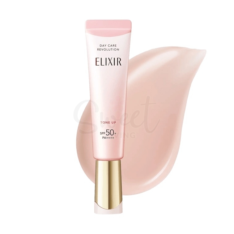 【日本】 Elixir 资生堂 怡丽丝尔 调色提亮乳液防晒隔离三合一 胶原亮妍防晒美肌乳 / Shiseido Elixir Day Care Multifunctional Tone Up Emulsion Baby Pink SPF50+ (35g) -  - 9@ - Sweet Living