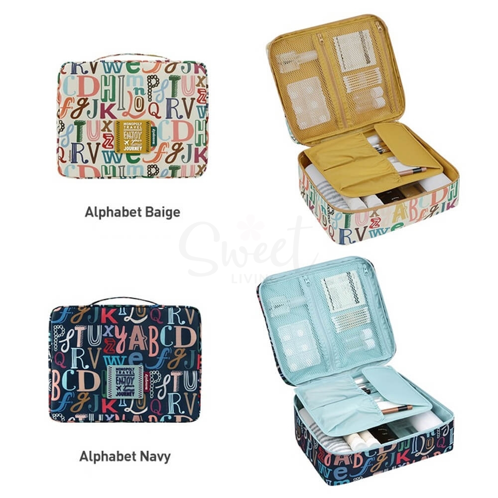 【韩国】MONOPOLY 旅行洗漱收纳包多功能化妆包 大号 Grand 18cmx23cm 翻盖款/ Toiletry Bag -  - 5@ - Sweet Living