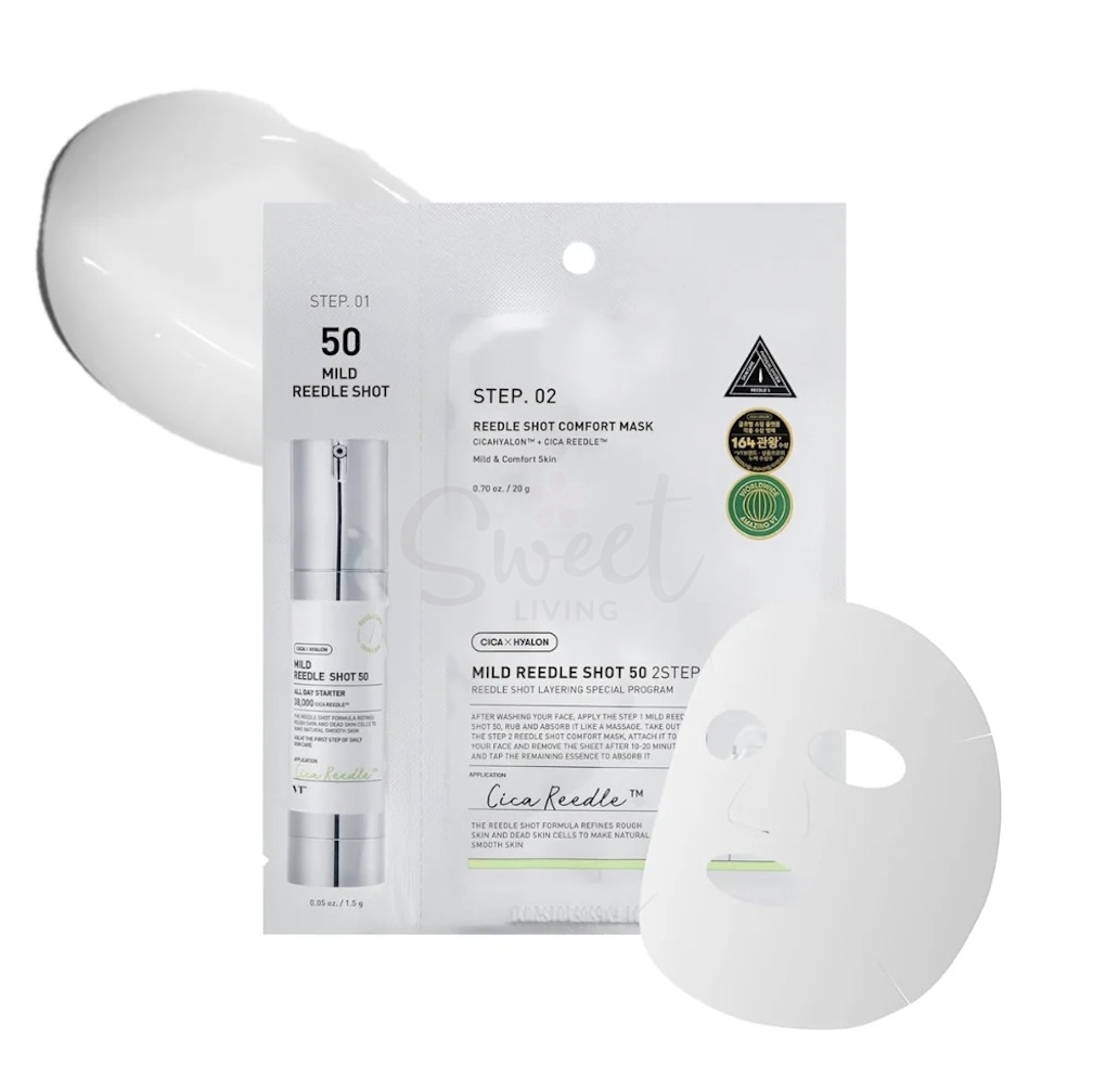 【韩国】VT Cosmetics Reedle Shot 微针精华二部曲/三部曲面膜 微晶渗透紧致透亮 单片装/ Mask -  - 1@ - Sweet Living