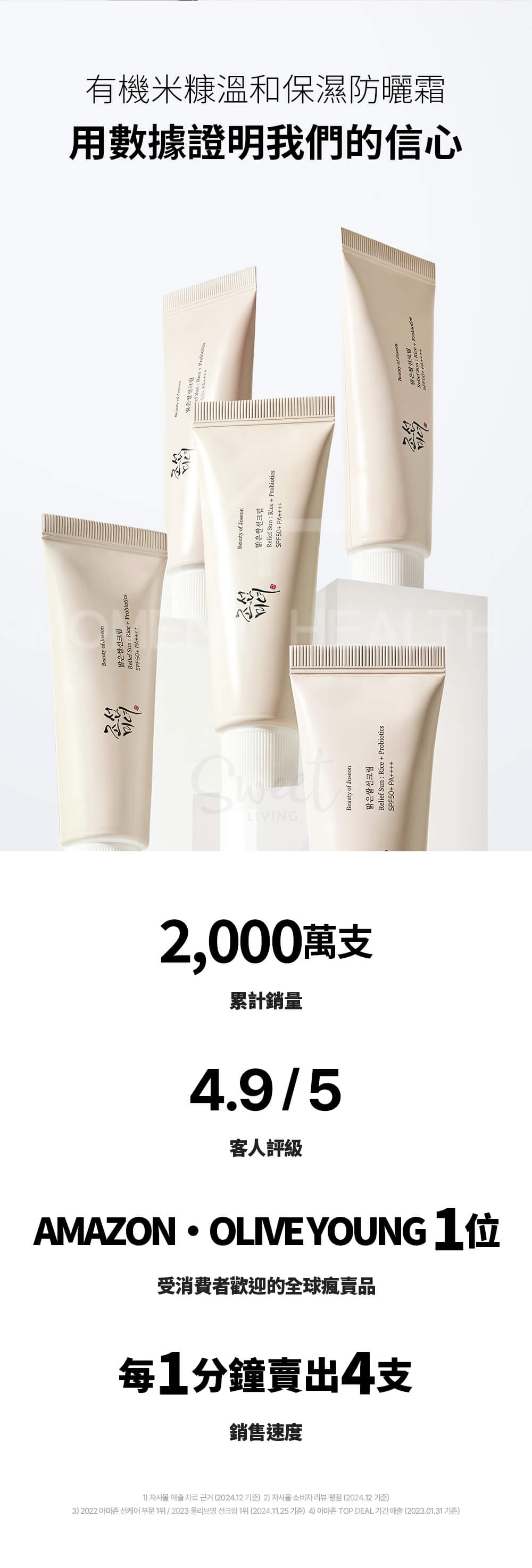 【韩国】 BEAUTY OF JOSEON 朝鲜美人 大米益生菌防晒霜 温和养肤防晒 敏感肌可用 SPF50+/PA++++ 50ml/ Sunscreen Lotion -  - 12@ - Sweet Living