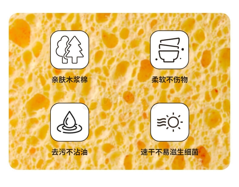 【中国】物以可/UYIKU 不沾油木浆棉 海绵洗碗块 木浆海绵 -  - 9@ - Sweet Living