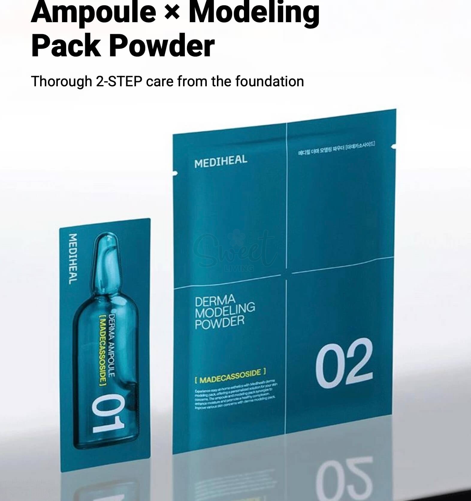 【韩国】Mediheal/克莱斯 Derma Modeling Pack 积雪草 两部曲安瓶舒缓提亮美白泥膜套组/ 单个入 -  - 6@ - Sweet Living