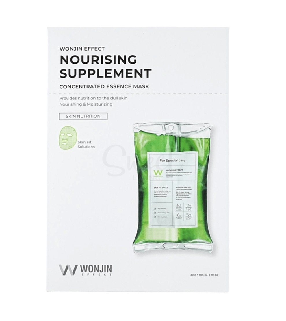 【韩国】WONJIN EFFECT 原辰 绿色吊瓶 童颜焕颜滋养玻尿酸 补水舒缓提亮面膜  十片/盒 -  - 1@ - Sweet Living