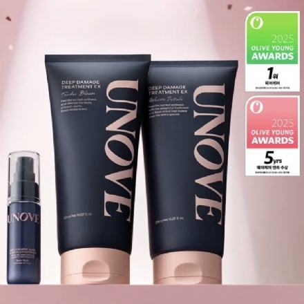【韩国】UNOVE Hair Treatment 柔诺伊 柔顺修护发膜 深层修复 限量套组混香款双支装 清新花香+木质花香 320+320ml 赠30ml护发乳 - Sweet Living